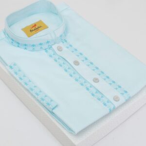 Geyser Color Embroidered Cotton Solid Panjabi
