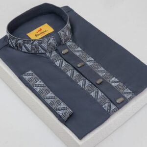 Bright Grey Color Embroidered Cotton Classy Panjabi