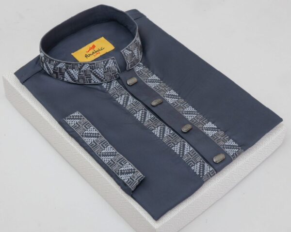 Bright Grey Color Embroidered Cotton Classy Panjabi