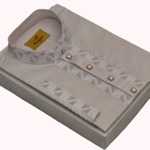 Dark Dusty Grey Color Embroidered Cotton Classy Panjabi