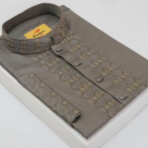Smokey Grey Color Embroidered Cotton Classy Panjabi