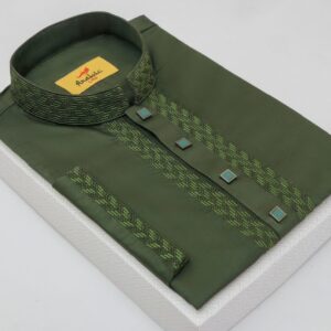 Rifle Green Color Embroidered Cotton Classy Panjabi