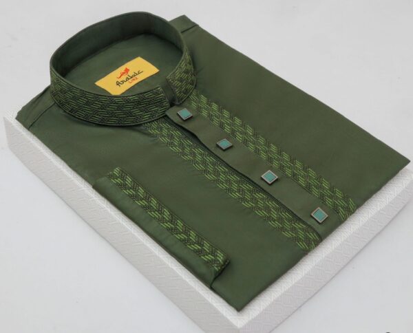 Rifle Green Color Embroidered Cotton Classy Panjabi