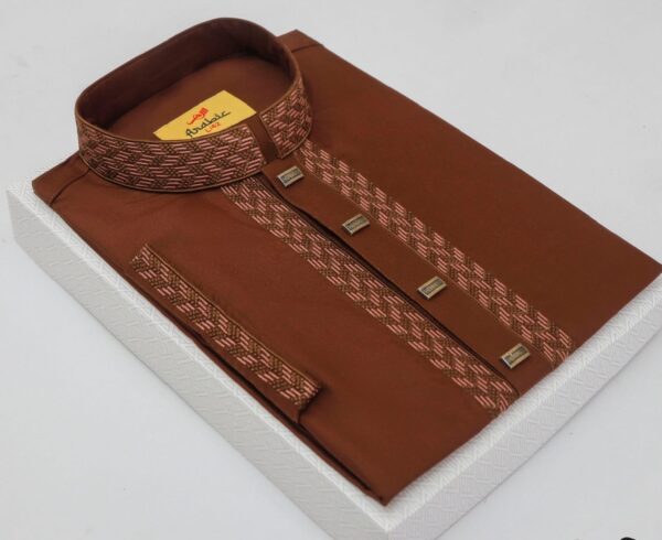 Redwood Color Embroidered Cotton Classy Panjabi