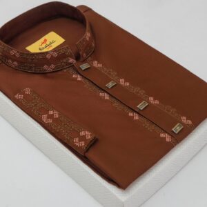 Redwood Color Light Embroidered Cotton Classy Panjabi