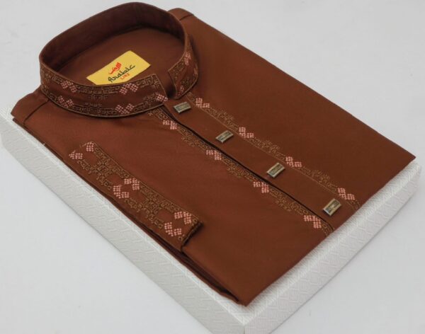 Redwood Color Light Embroidered Cotton Classy Panjabi