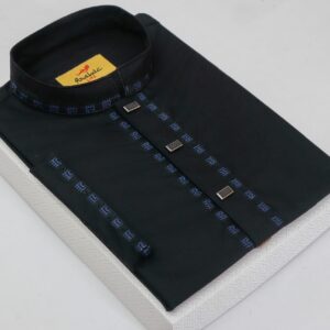 Black Color Simple Embroidered Cotton Classy Panjabi