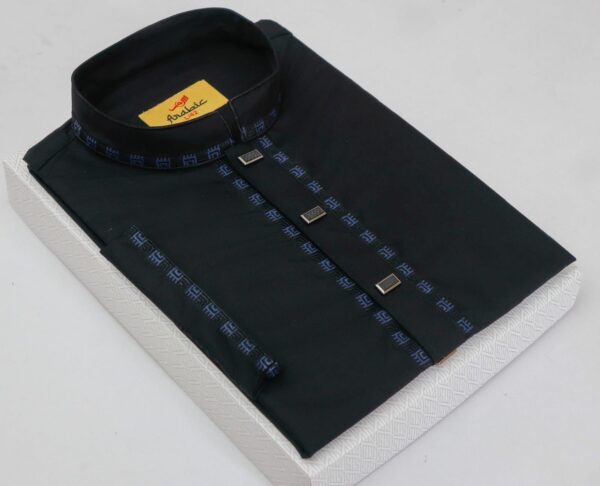 Black Color Simple Embroidered Cotton Classy Panjabi