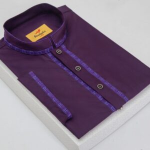 Purple Magenta Color Embroidered Cotton Classy Panjabi