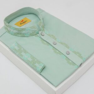 Opal Color Embroidered Cotton Solid Classy Panjabi
